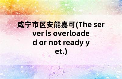 咸宁市区安能嘉可(The server is overloaded or not ready yet.)